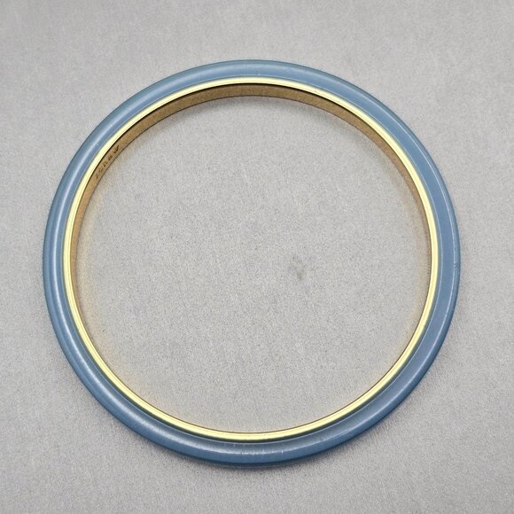 J Crew Blue Lucite Bangle Bracelet 7.75" Gold‑Tone Preppy Style - Picture 6 of 6